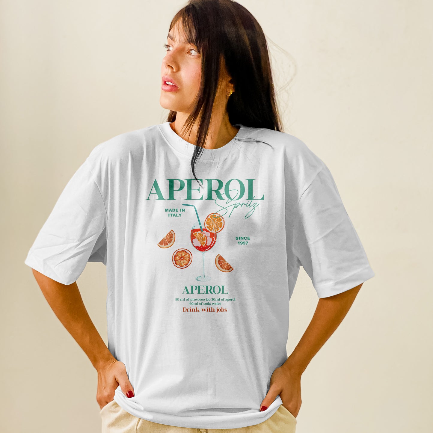 Camiseta Oversized Feminina Aperol Drink