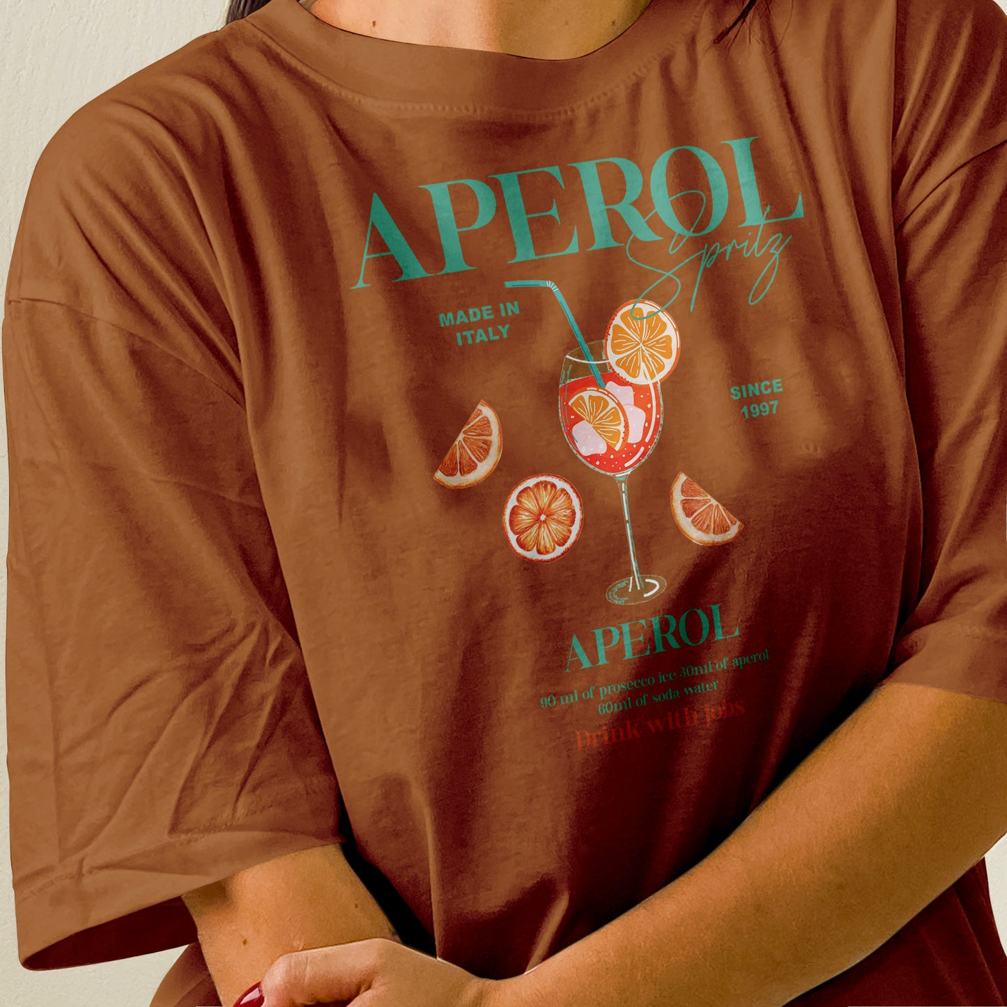 Camiseta Oversized Feminina Aperol Drink