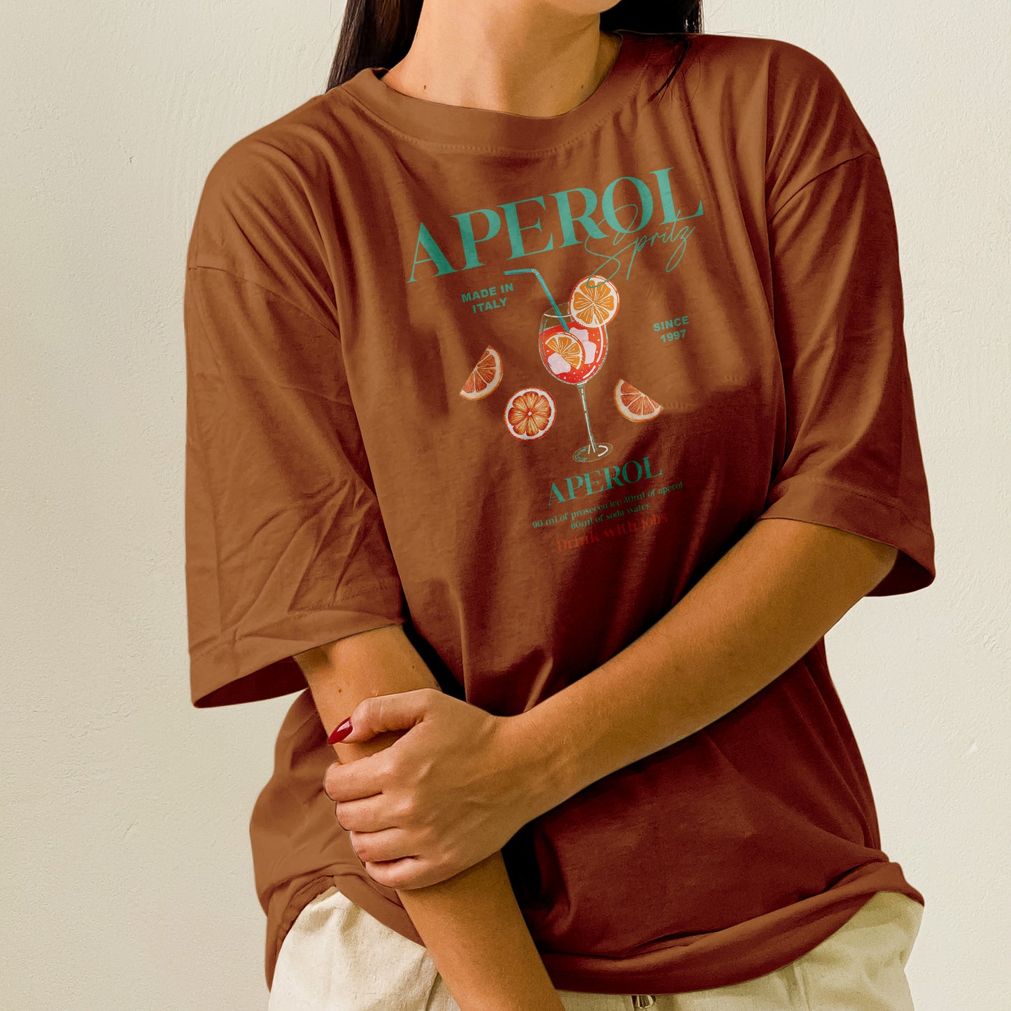Camiseta Oversized Feminina Aperol Drink