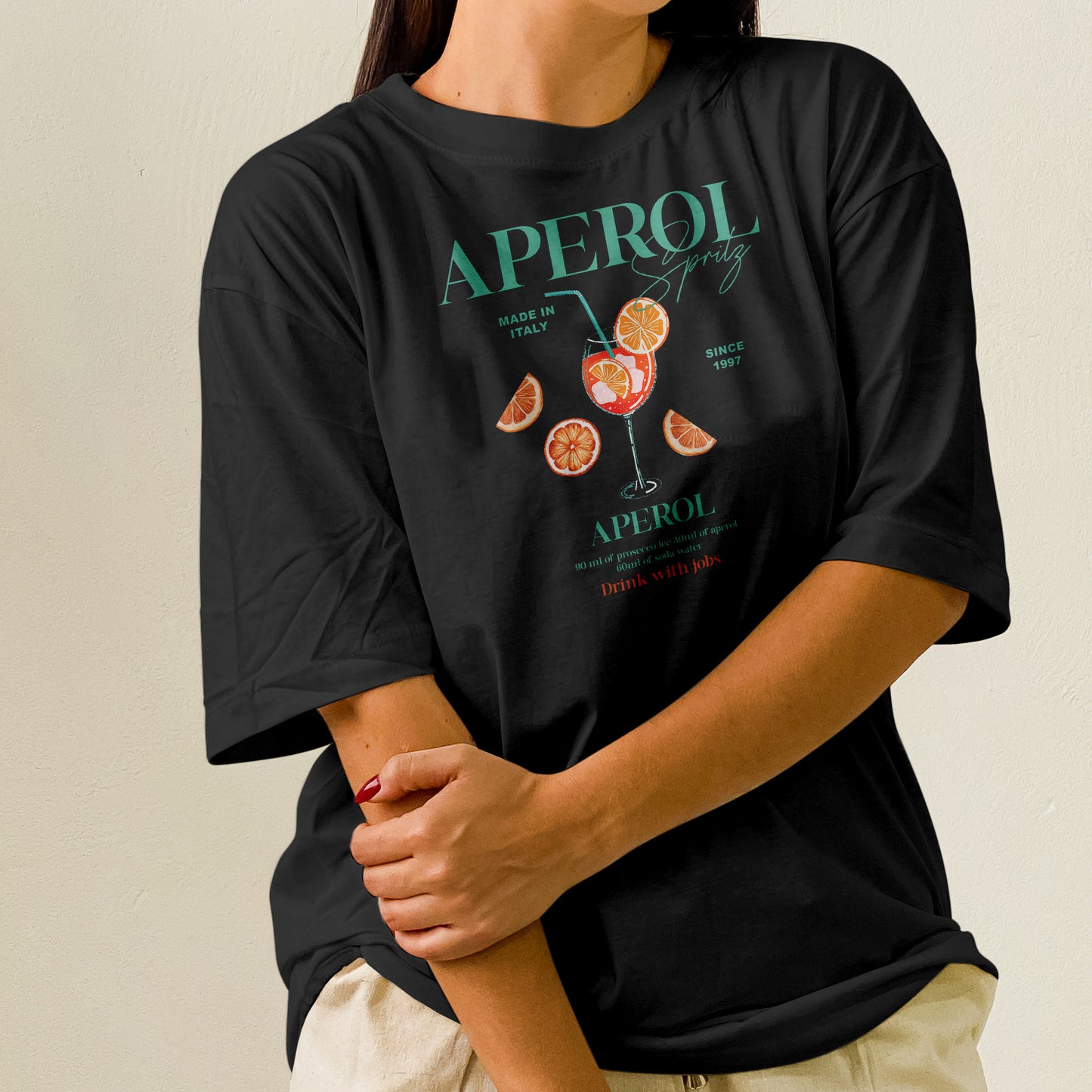 Camiseta Oversized Feminina Aperol Drink