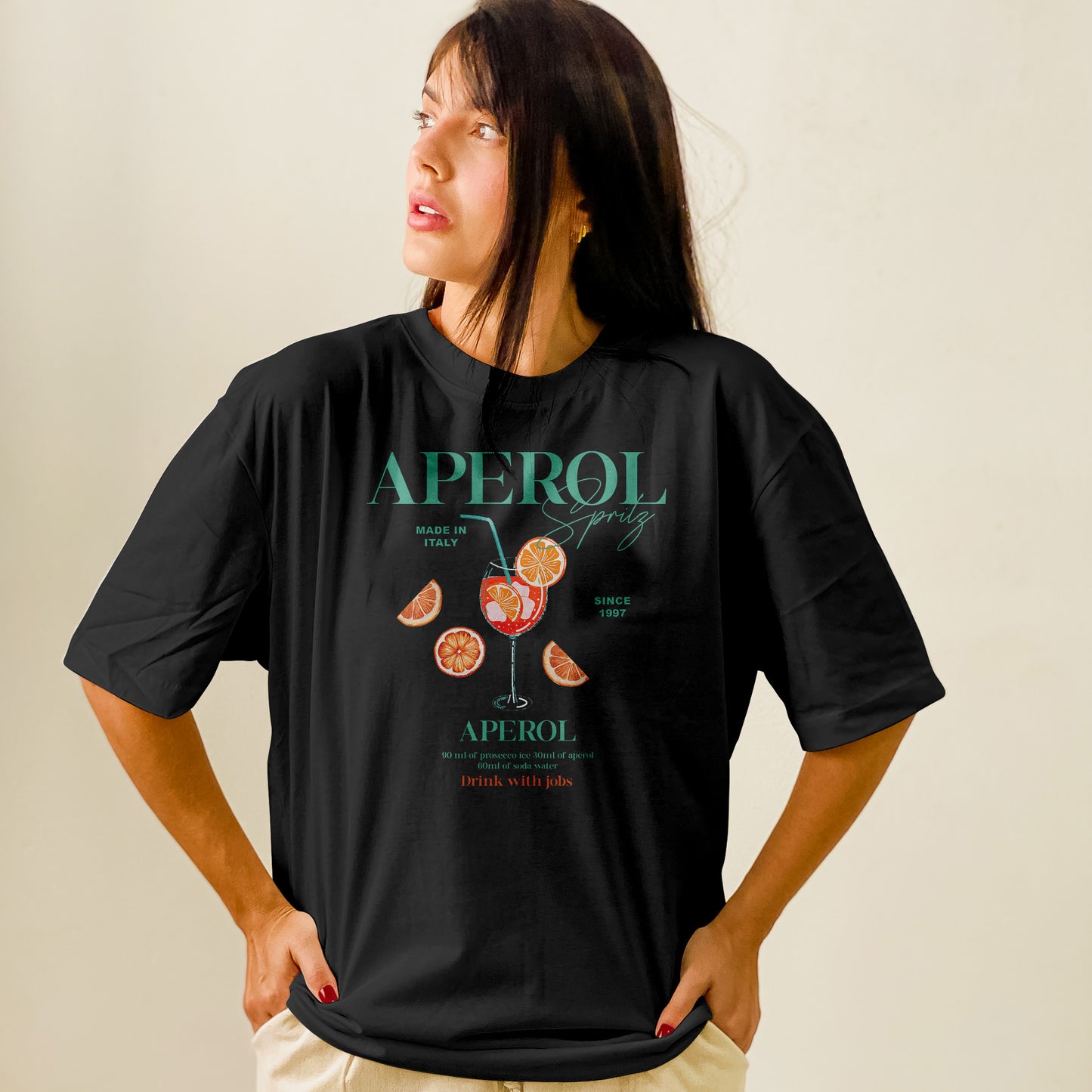 Camiseta Oversized Feminina Aperol Drink